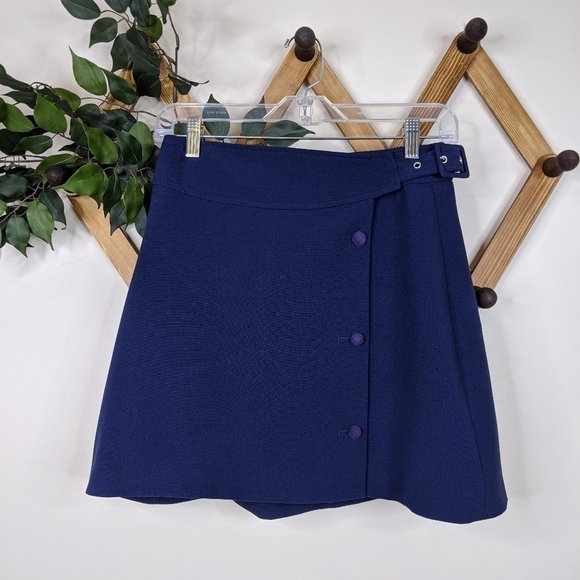 Urban Outfitters Cooperative Y2K Belted Navy Blue Button Front Mini Skirt - Picture 2 of 8